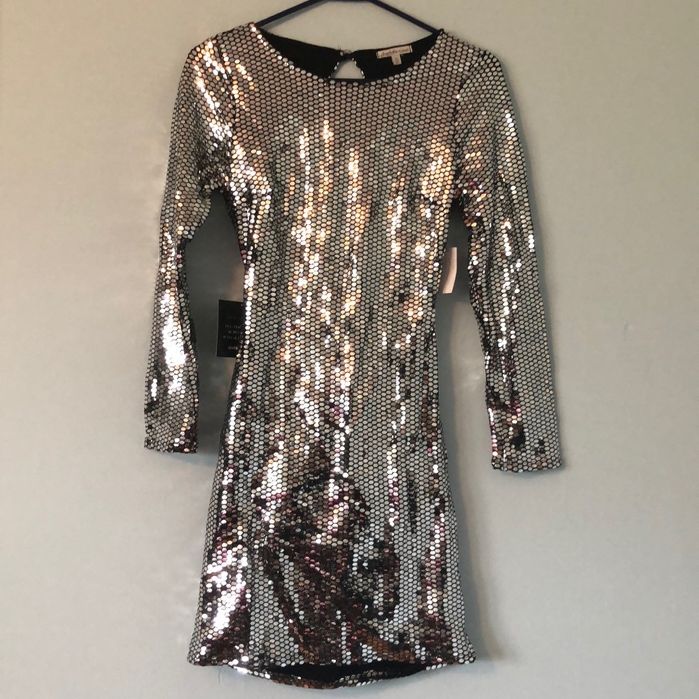 Metallic long sleeve dress